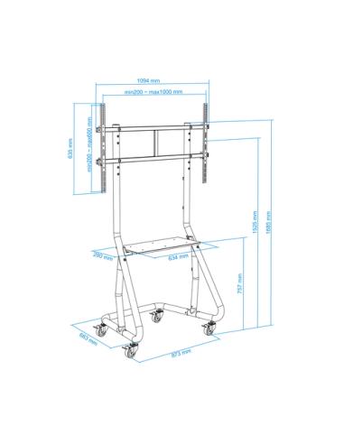 TooQ FS20200M-B Soporte de suelo con ruedas/patas para pantallas de 60" - 105"