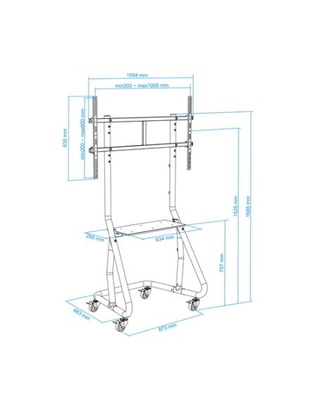 TooQ FS20200M-B Soporte de suelo con ruedas/patas para pantallas de 60" - 105"