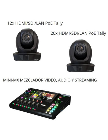 RGBLINK KIT 12X Y 20X HDMI/SDI/TALLY Y MINI MX (MEZCLADOR VIDEO, AUDIO Y STREAMING)