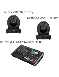 RGBLINK KIT CAMARAS 12X Y 20X HDMI/SDI/LAN POE, TALLY Y ROLAND MEZCLADOR VR-6HD