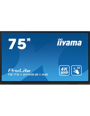 iiyama PROLITE Pantalla plana para señalización digital 190,5 cm (75") Wifi 400 cd / m² 4K Ultra HD Negro Pantalla táctil Proces