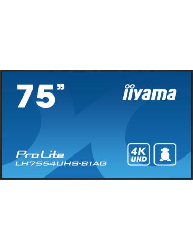 iiyama LH7554UHS-B1AG pantalla de señalización Pantalla plana para señalización digital 190,5 cm (75") LCD Wifi 500 cd / m² 4K U
