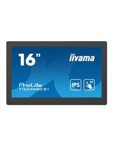 iiyama T1624MSC-B1 pantalla de señalización Panel plano interactivo 39,6 cm (15.6") IPS 450 cd / m² Full HD Negro Pantalla tácti