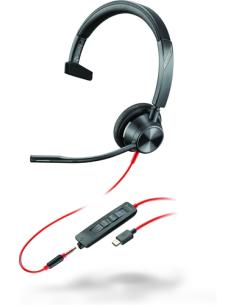 POLY Auriculares monoaurales Blackwire 3315 con certificación Microsoft Teams USB-C + Conector de 3,5 mm + Adaptador USB-C/A