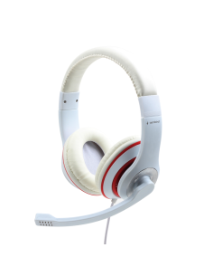 AURICULARES ESTEREO GEMBIRD  COLOR BLANCO CON ARO ROJO