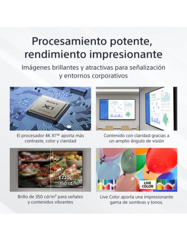 Sony FW-65EZ20L pantalla de señalización Pantalla plana para señalización digital 165,1 cm (65") LED Wifi 350 cd / m² 4K Ultra H