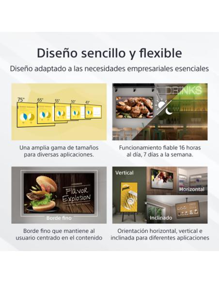 Sony FW-43EZ20L pantalla de señalización Pantalla plana para señalización digital 109,2 cm (43") LED Wifi 350 cd / m² 4K Ultra H