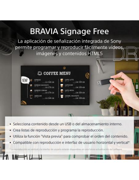 Sony FW-65EZ20L pantalla de señalización Pantalla plana para señalización digital 165,1 cm (65") LED Wifi 350 cd / m² 4K Ultra H