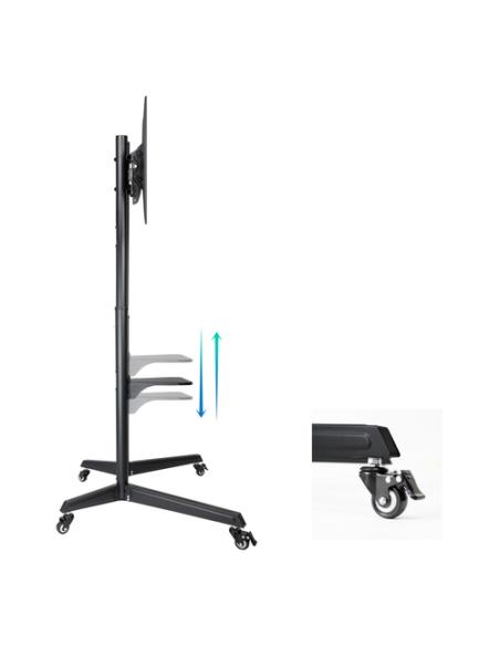 TooQ RAMSÉS Soporte de Suelo con Ruedas para Pantallas 37"- 70", Negro