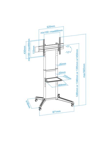 TooQ RAMSÉS Soporte de Suelo con Ruedas para Pantallas 37"- 70", Negro
